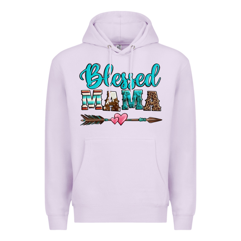 Blessed Mama Serape Cowhide Turquoise Premium Hoodie by Jasminsmagicworld | Teevron