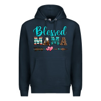 Navy blessed mama serape cowhide turquoise Premium Hoodie - Jasminsmagicworld