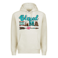 Oatmeal Heather blessed mama serape cowhide turquoise Premium Hoodie - Jasminsmagicworld
