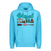 Ocean Blue blessed mama serape cowhide turquoise Premium Hoodie - Jasminsmagicworld