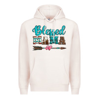 Pale Pink blessed mama serape cowhide turquoise Premium Hoodie - Jasminsmagicworld