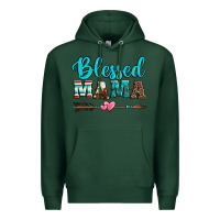 Sports Green blessed mama serape cowhide turquoise Premium Hoodie - Jasminsmagicworld