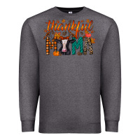 Charcoal Heather thankful mama holstein cow Premium Sweatshirt - RacoonDesign