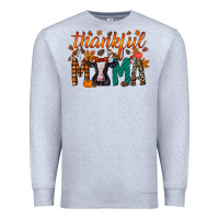 Heather Grey thankful mama holstein cow Premium Sweatshirt - RacoonDesign