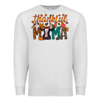 Oatmeal Heather thankful mama holstein cow Premium Sweatshirt - RacoonDesign