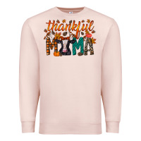 Pale Pink thankful mama holstein cow Premium Sweatshirt - RacoonDesign