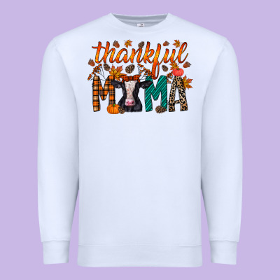 Thankful Mama Holstein Cow Premium Sweatshirt Designed By Racoondesign