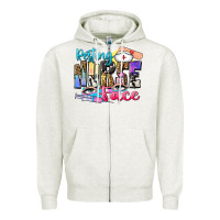 Oatmeal Heather resting nurse face Zipper Hoodie - Zillion Design Studio