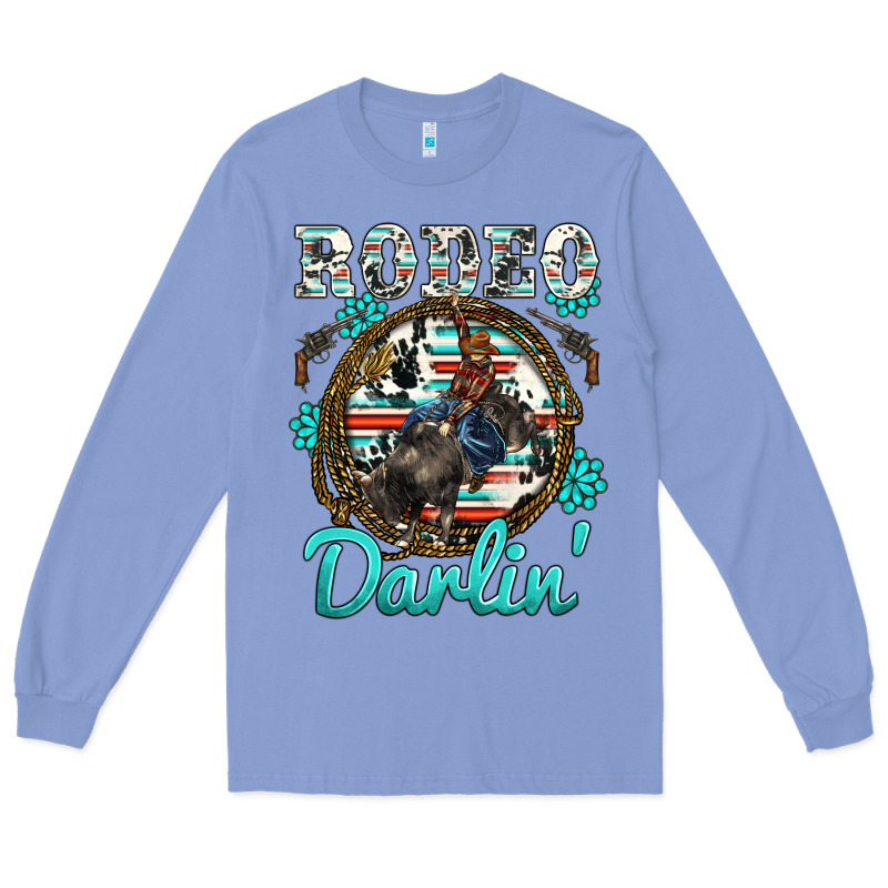 Western Rodeo Darlin' Bullfighter Serape Cowhide Turquoise Gemstones Long Sleeve Tee by BarkalooDesign | Teevron