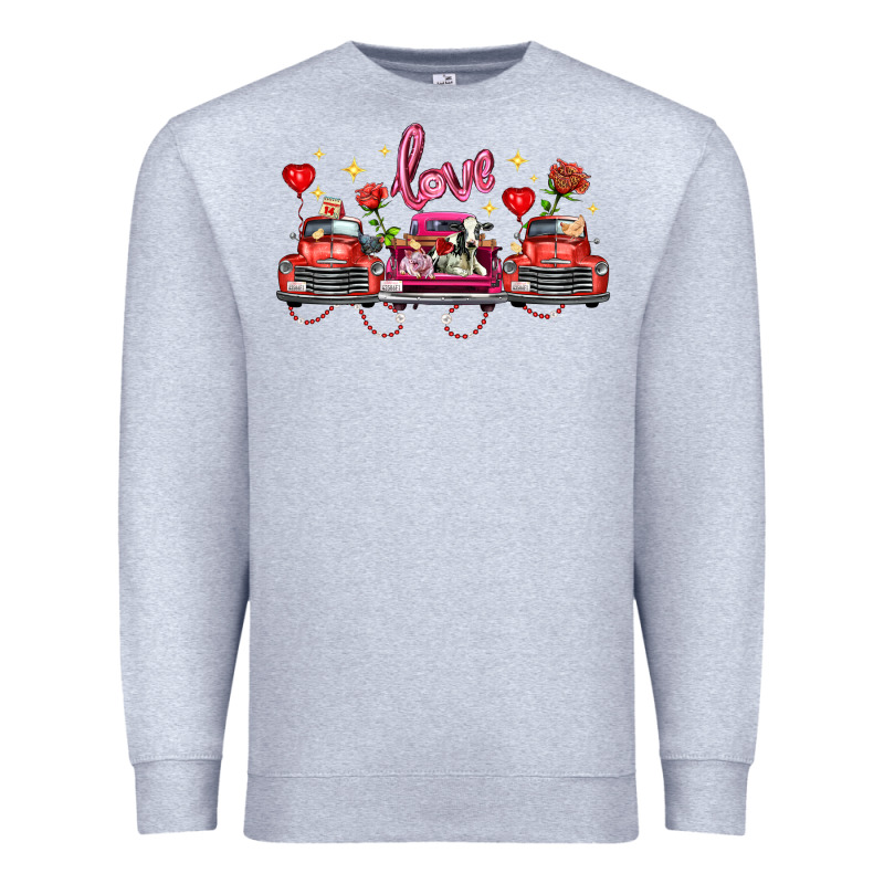 Valentine's Day Farm Trucks Farm Animals Premium Sweatshirt by FaDigitalArtStudio | Teevron