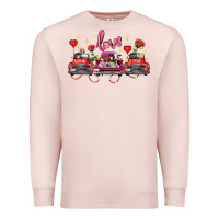 Pale Pink valentine's day farm trucks farm animals Premium Sweatshirt - FaDigitalArtStudio