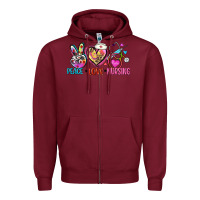 Burgundy peace love nursing Zipper Hoodie - Zillion Design Studio