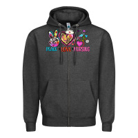 Charcoal Heather peace love nursing Zipper Hoodie - Zillion Design Studio