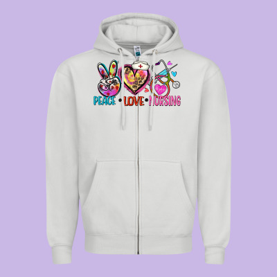 Peace Love Nursing Zipper Hoodie Designed By Zillion Design Studio