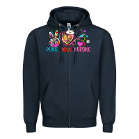 Navy peace love nursing Zipper Hoodie - Zillion Design Studio