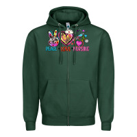 Sports Green peace love nursing Zipper Hoodie - Zillion Design Studio