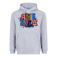 Heather Grey america lightning bolt Heavyweight Hoodie - Zillion Design Studio