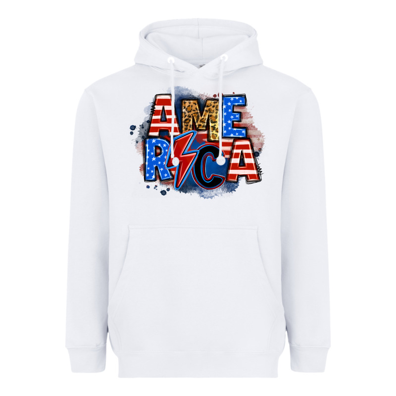 America Lightning Bolt Heavyweight Hoodie by Zillion Design Studio | Teevron