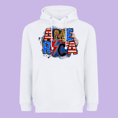America Lightning Bolt Heavyweight Hoodie Designed By Zillion Design Studio
