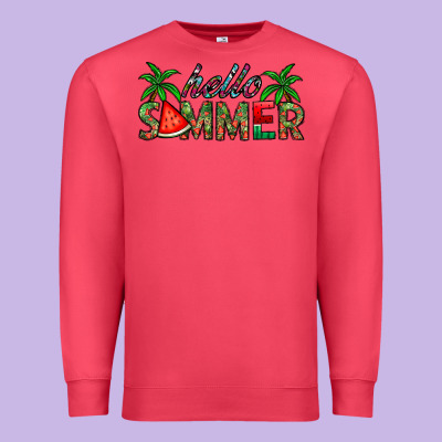 Hello Summer Premium Sweatshirt Designed By Cowhidedigitalart