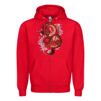 Red red dragon and sakura cherry blossoms Zipper Hoodie - RanaPortraitStore