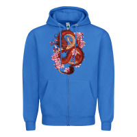 True Royal red dragon and sakura cherry blossoms Zipper Hoodie - RanaPortraitStore
