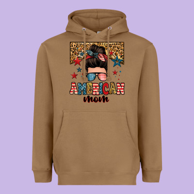American Mom Junkie Messy Bun Heavyweight Hoodie Designed By Zillion Design Studio