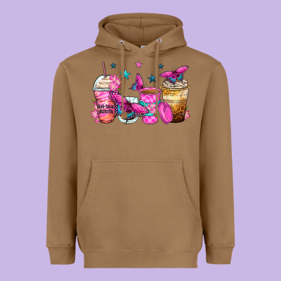 Antisocial Butterfly Coffee Cups Heavyweight Hoodie Designed By Zillion Design Studio