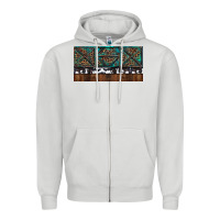 Dove Grey Rusty Sunflowers with Cowhide and Turquoise Zipper Hoodie - RanaPortraitStore