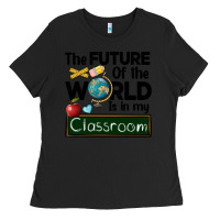 Black the future of the world is in my classroom Ladies Tee - BarkalooDesign