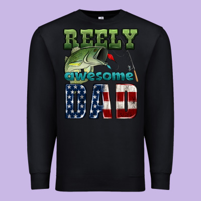 Reely Awesome Dad Premium Sweatshirt Designed By Hra Design Shop