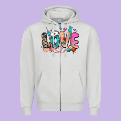 Love Nurse Zipper Hoodie Designed By Zillion Design Studio