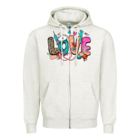 Oatmeal Heather love nurse Zipper Hoodie - Zillion Design Studio