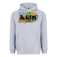 Heather Grey autism american flag Heavyweight Hoodie - Zillion Design Studio