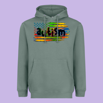 Autism American Flag Heavyweight Hoodie Designed By Zillion Design Studio