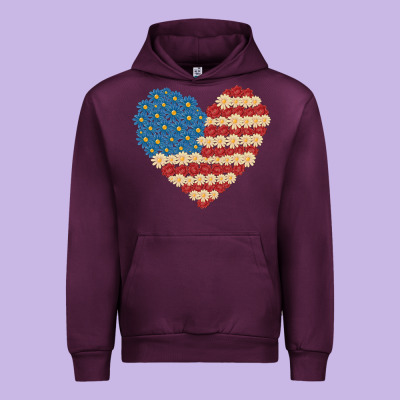American Heart Flag Urban Hoodie Designed By Maliassmallbusiness