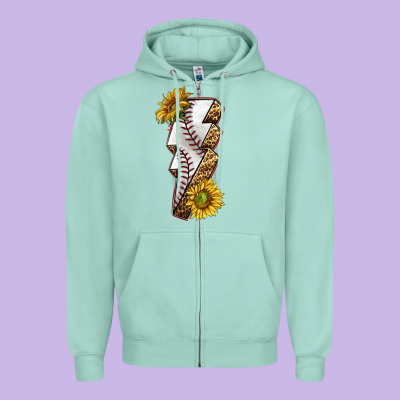 Sport Baseball  Lightning Bolt Zipper Hoodie Designed By Texasbilliewilder
