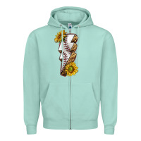 Seafoam sport baseball  lightning bolt Zipper Hoodie - texasbilliewilder