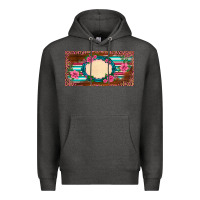 Charcoal Heather western pink flovers leopard serape   license plate template Premium Hoodie - BarkalooDesign