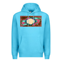 Ocean Blue western pink flovers leopard serape   license plate template Premium Hoodie - BarkalooDesign
