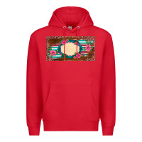 Red western pink flovers leopard serape   license plate template Premium Hoodie - BarkalooDesign