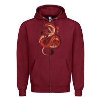 Burgundy red dragon Zipper Hoodie - RanaPortraitStore