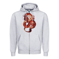 Heather Grey red dragon Zipper Hoodie - RanaPortraitStore