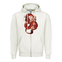 Oatmeal Heather red dragon Zipper Hoodie - RanaPortraitStore