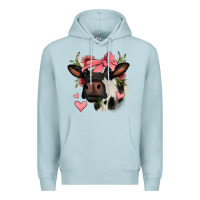 Blue Mist valentines day cow Premium Hoodie - Jasminsmagicworld