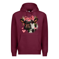 Burgundy valentines day cow Premium Hoodie - Jasminsmagicworld