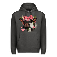 Charcoal Heather valentines day cow Premium Hoodie - Jasminsmagicworld