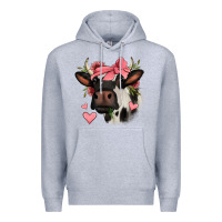 Heather Grey valentines day cow Premium Hoodie - Jasminsmagicworld