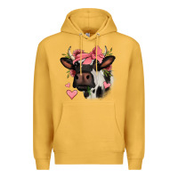 Mustard valentines day cow Premium Hoodie - Jasminsmagicworld