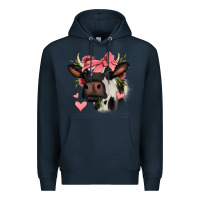 Navy valentines day cow Premium Hoodie - Jasminsmagicworld